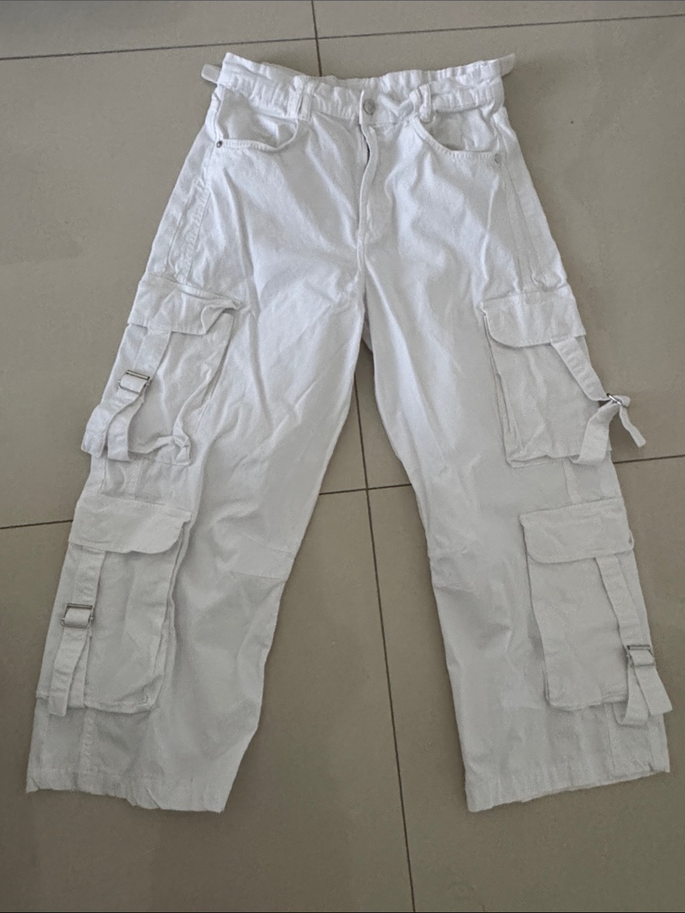 White Cargo Pants for Women - Classic Utility Style